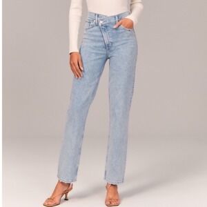 Abercrombie & Fitch 90s Straight High Rise Curve Love Jeans Sz 34/18 Crossover